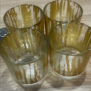 Vietri rufalo Gold Accent Glass Votive Candle Holders - Set of 4